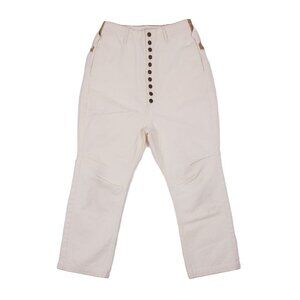 KAPITAL CLOWN white brown cotton high waisted cropped pants